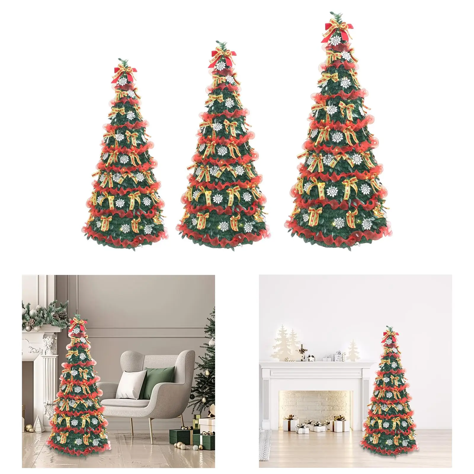 

Регулируемая складная рождественская елка, искусственная мини-сосна из ПВХ с лентами, снежный акцент для квартиры, домашнего офиса, праздничный декор