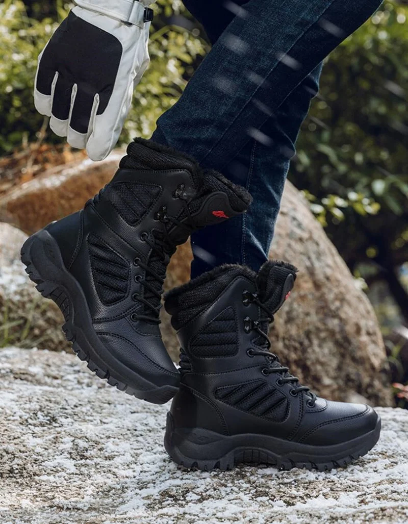 

Winter Boot Men's High-top Waterproof Ankle Boots Men Thick Plus Warm Large Size Snow Hiking Boots Outdoor Cotton Shoes Sneakers