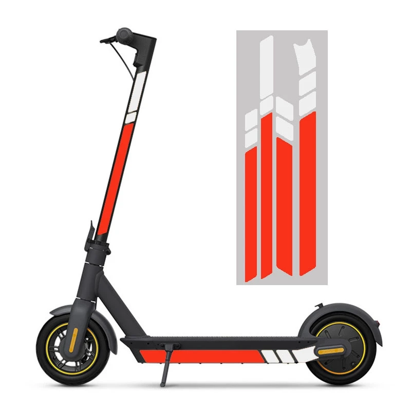 ملصقات عاكسة مقاومة للماء من مادة PVC لملصقات Ninebot MAX G30 Kickscooter القابلة للطي (أبيض وأبيض وأحمر)