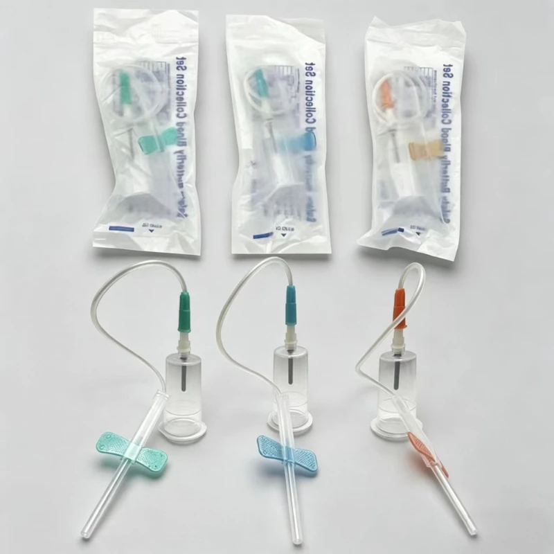 50 Sets Safe Disposable Vacuum Blood Collection Kit with Safety Needle Pet Medical Scalp Vein Set