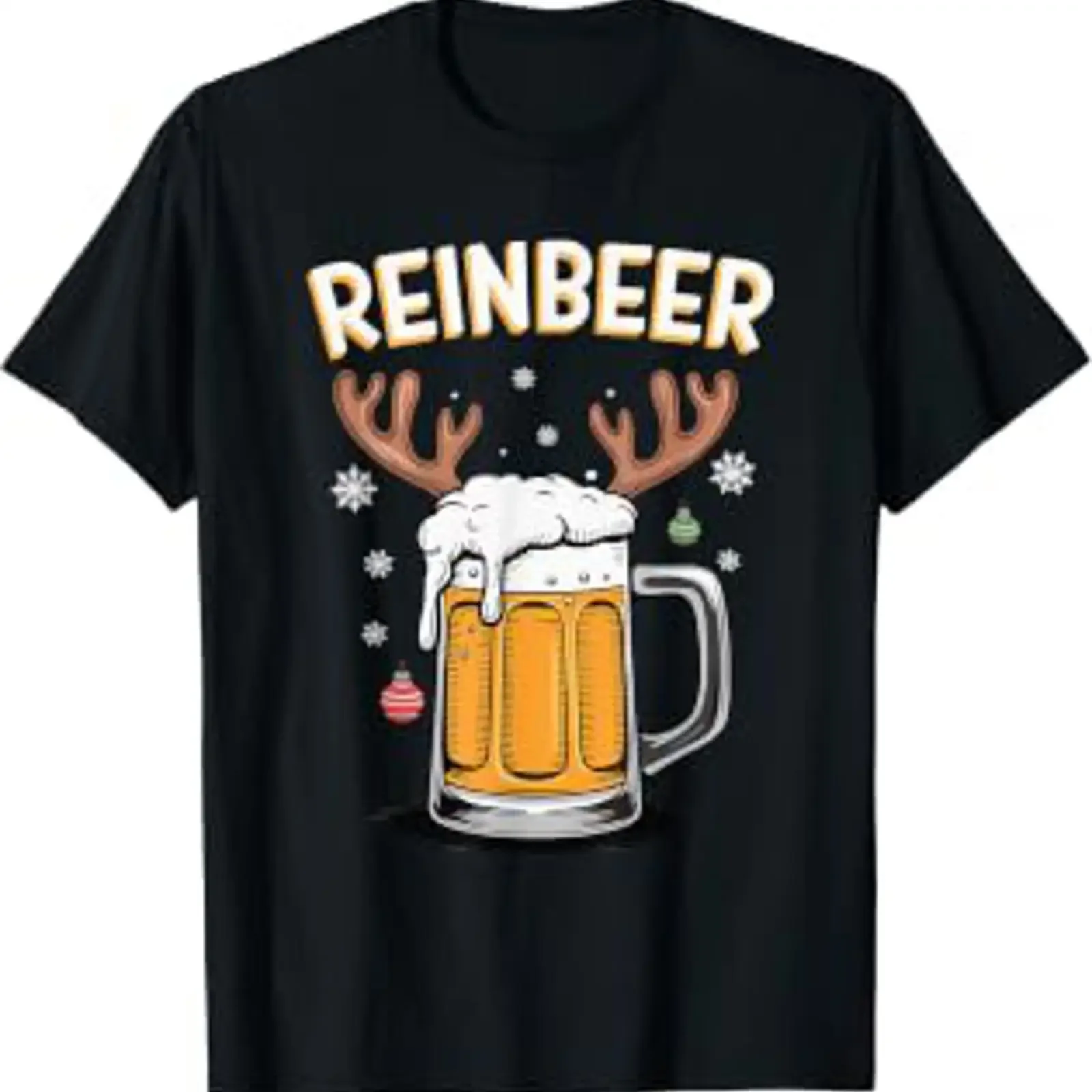 Reinbeer Ren Deer T Shirt black vintage Washed Slightly Unisex homme Casual Stretched streetwear Stylish Versatile Soft