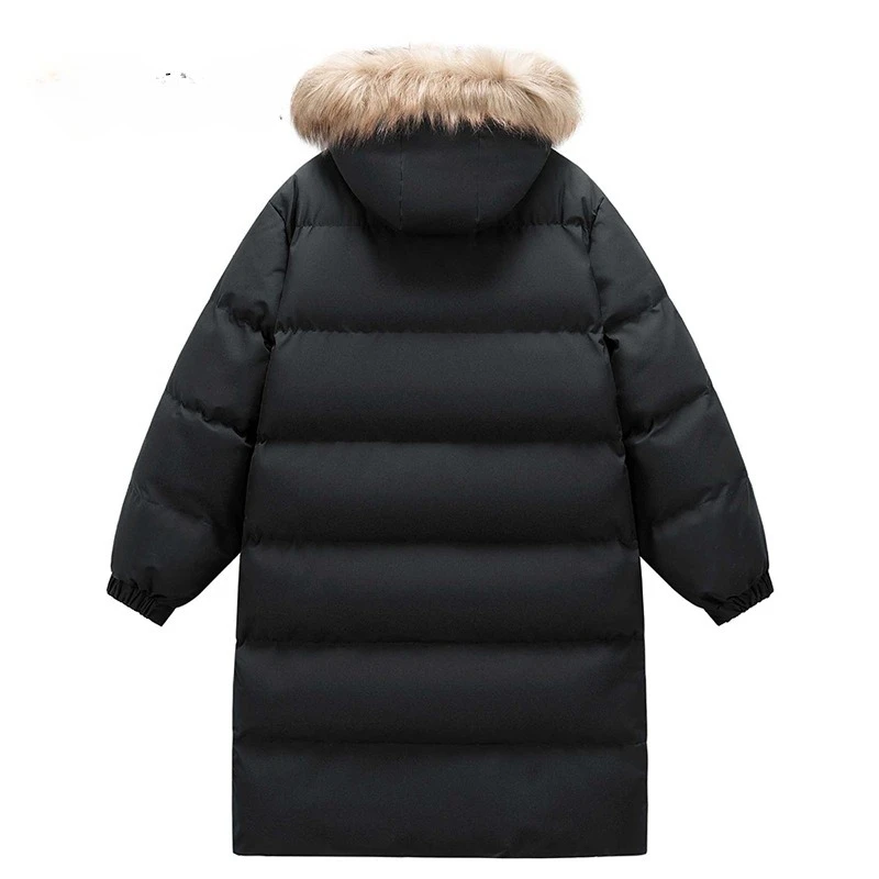 Zimowa Nowa Moda Męska Proste, Podstawowe, Jednolite Kolory, Długi Rękaw, Codzienne, Modne Długie Płaszcze, Luźne Męskie Ubrania z Futrzanym Kołnierzem, Parki, Bluzy