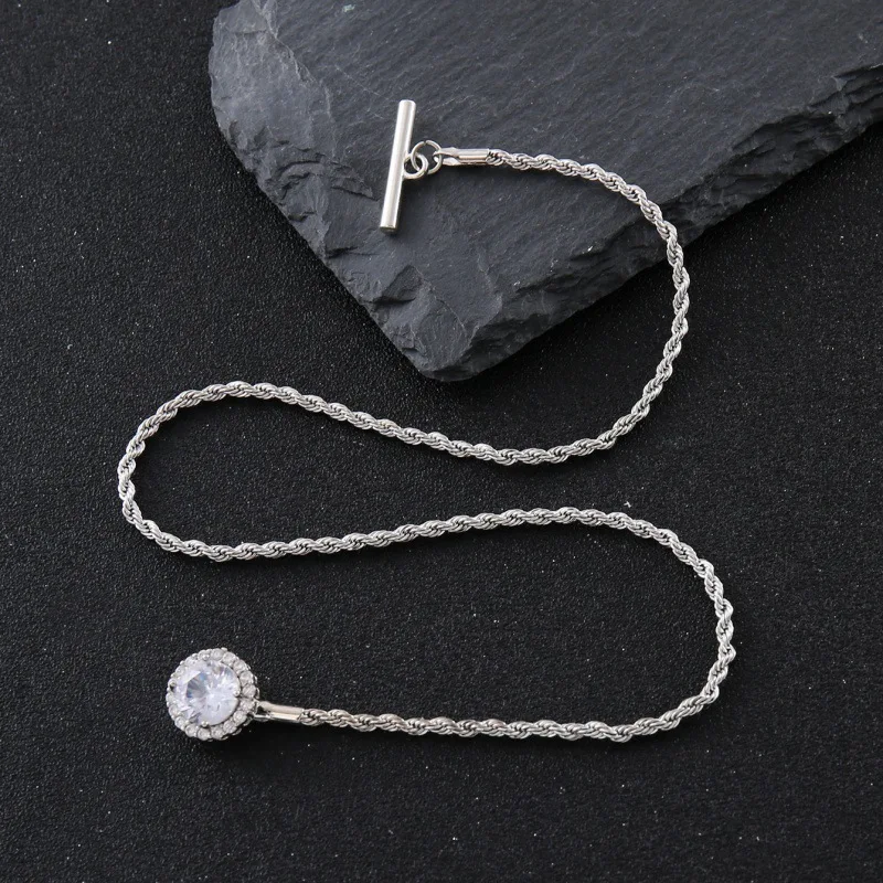 بدلة رجالية رائعة إكسسوار طية صدر السترة دبوس بروش كريستال شرابة سلسلة ربطة عنق سلاسل موضة الأعمال مجوهرات فاخرة غير رسمية #4