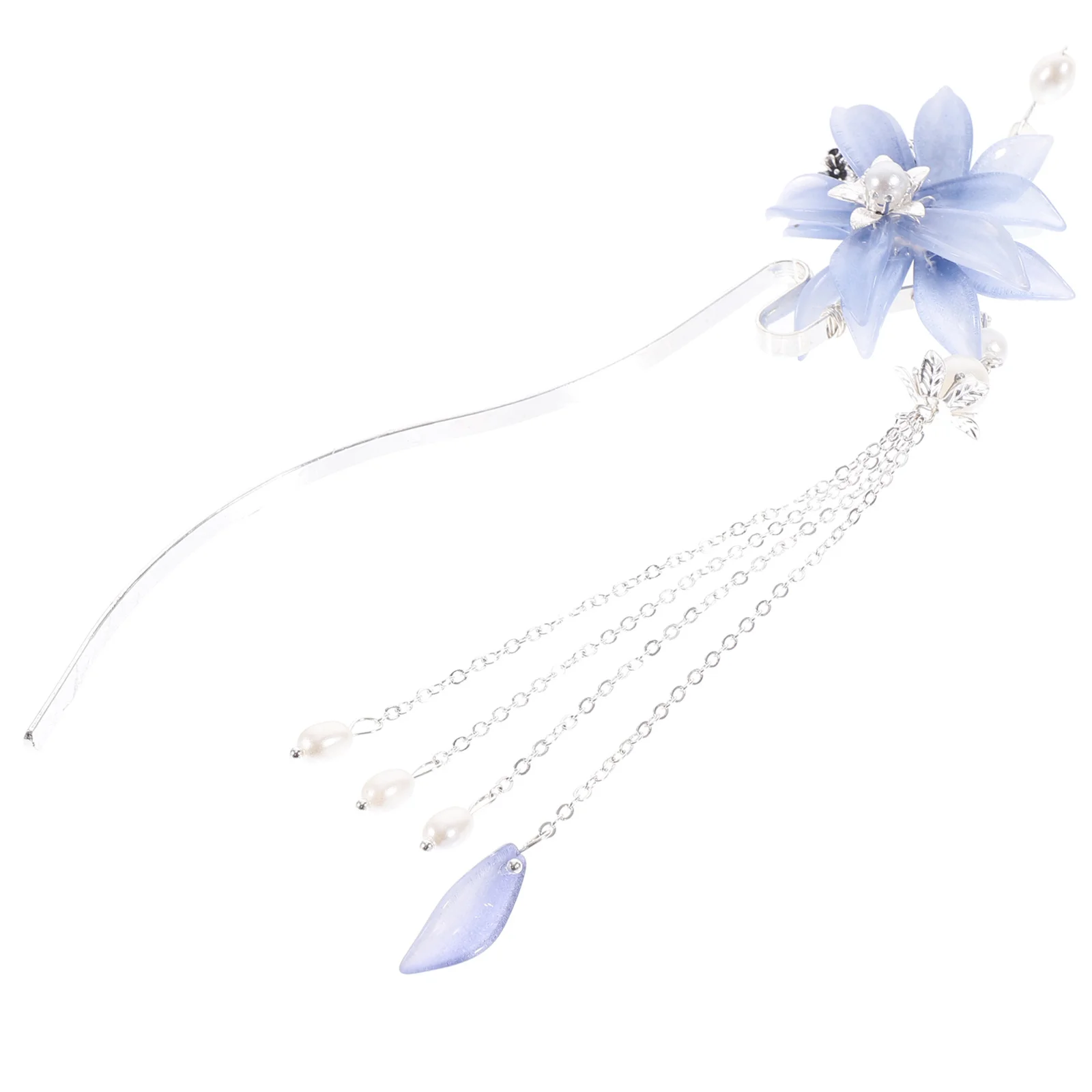 

Flower Hair Stick Chinese Style Tassel Pearl Decorative Accessory for Women Girls Daily Party Use Chinese Style Hair Stick