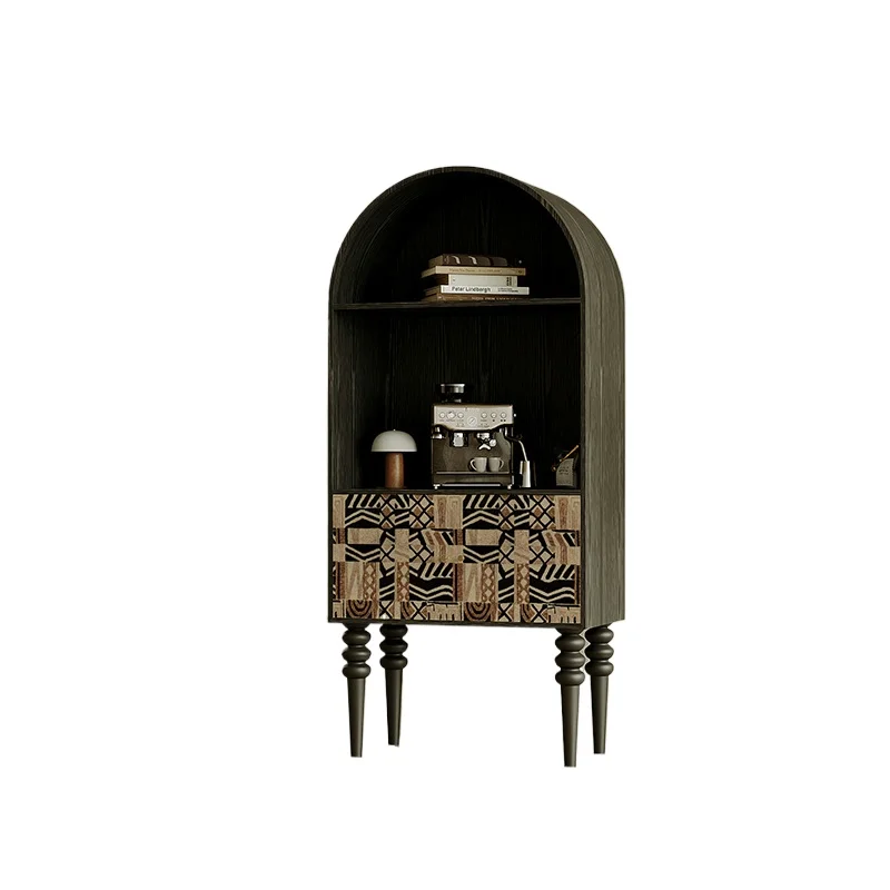

French abstract solid wood wine cabinet tall living room household storage entrance decorative cabinet