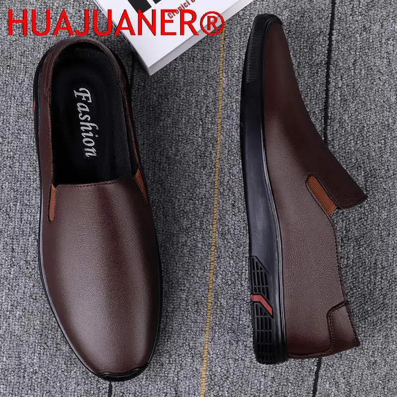 Genuine Leather Shoes Men\'s Loafers Luxury Business Formal Wear All-Match Casual Black Brown Wedding Shoes Slip on Moccasins Man