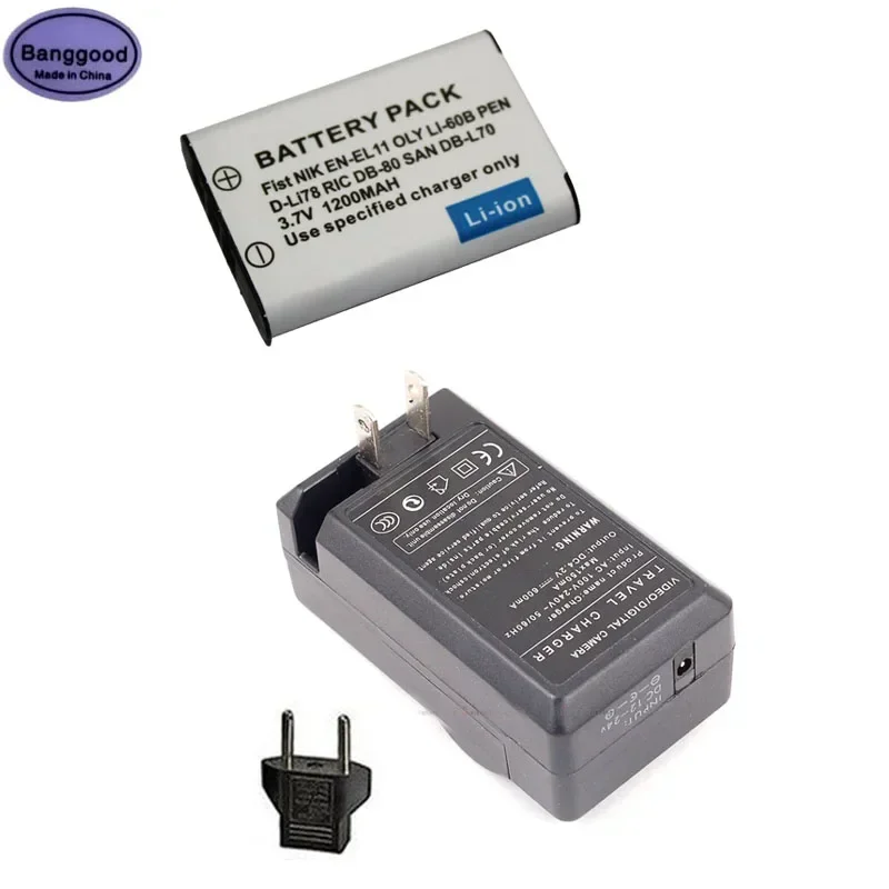 カメラバッテリーと充電器、Nikon on d40、Coolpix s550、s560、税金m50、w60、sony az1v、3.7v、1200mah、EN-EL11、enel11、LI-60B、D-Li78に適合