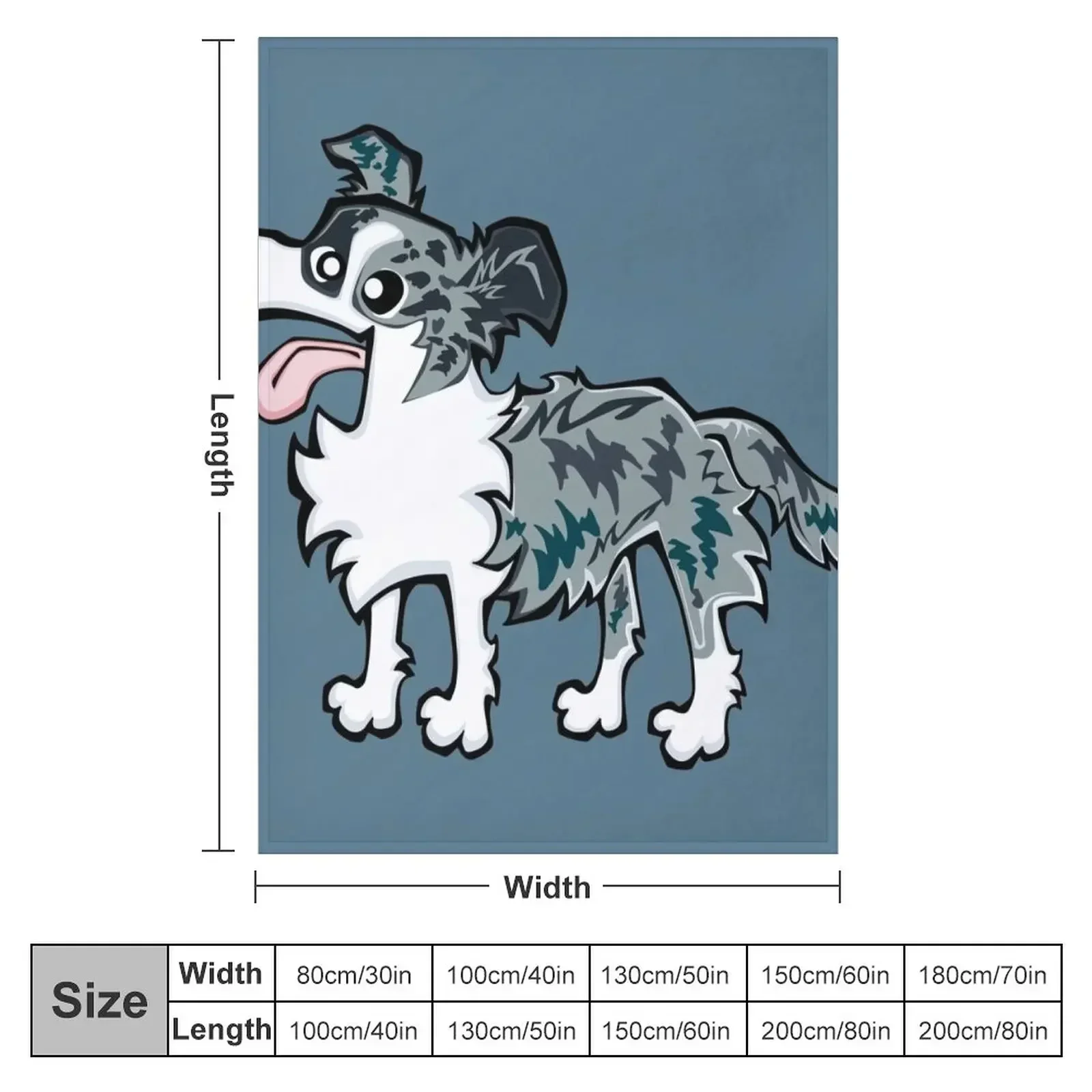 Border Collie - Blue Merle (Full Body) BLUE BG Throw Blanket Winter beds Soft Big Blankets