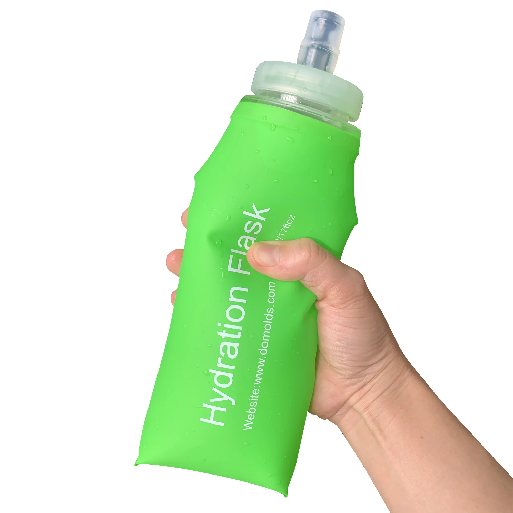 Water Bottle Green Orange Pink Wide Opening 500ML Water Flask Soft TPU Flask for Maraton Running, Hiking, Camping, Travelling