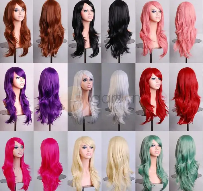 

Animation wig cosplay70cm color long curly hair States multicolor hot wig