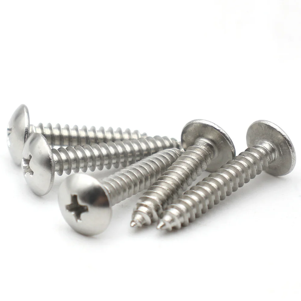 20-5pcs M3 M4 M5 M6 304 Stainless Steel Self-Tapping Wood Screws Cross Phillips Round Head Truss Mushroom Drive Screws Furniture