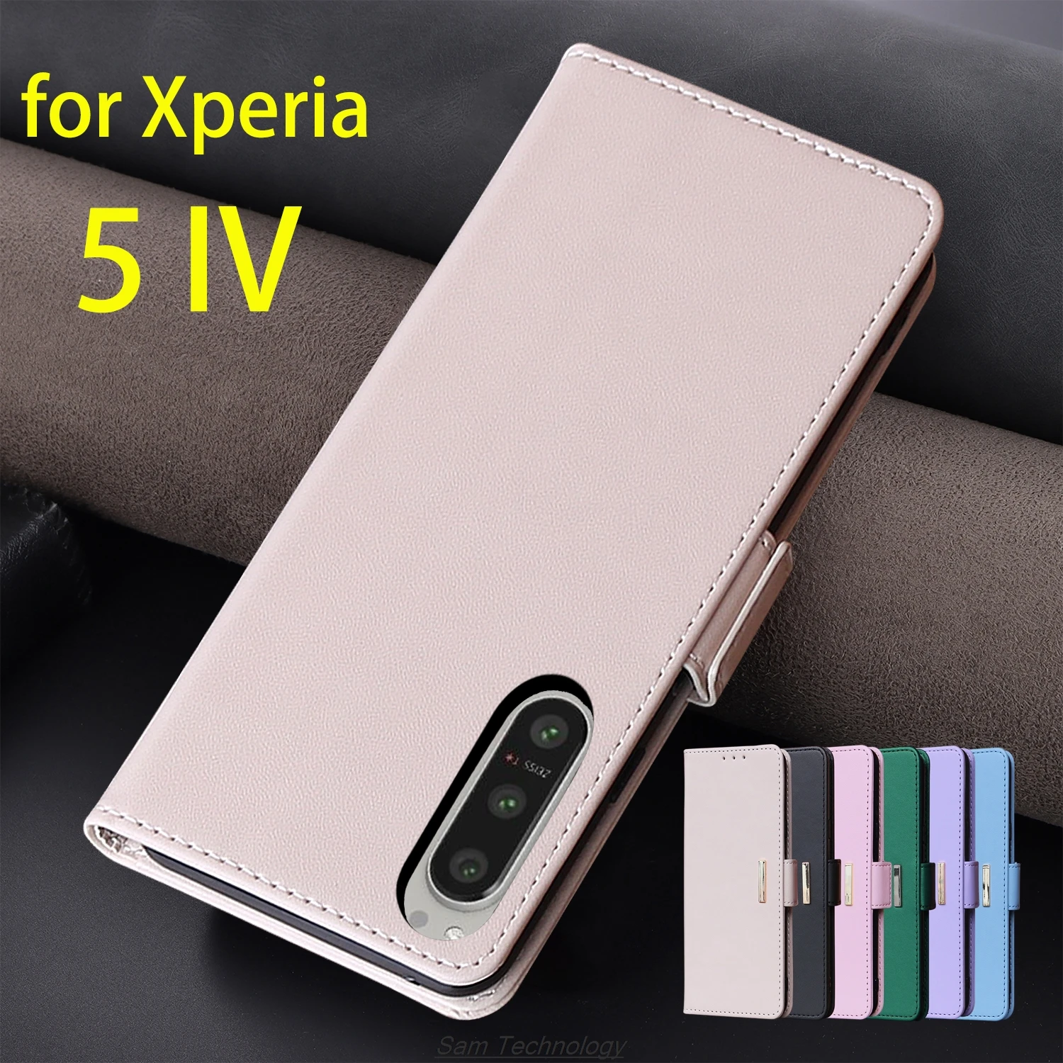 Magnetic buckle Leather Case for Sony Xperia 5 IV ( 5 4Gen ) Wallet RFID BLOCKING Flip Cover female Simple Capa Fundas Coque