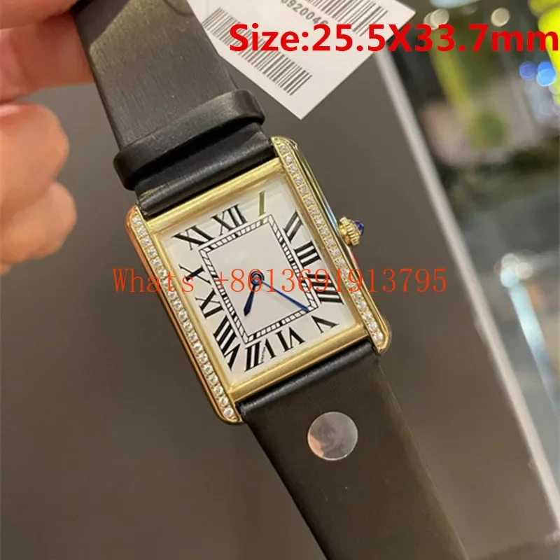 Reloj de pulsera de cuero de vaca para mujer, cronógrafo de cuarzo con diamantes de alta calidad, de lujo, Original, de acero inoxidable