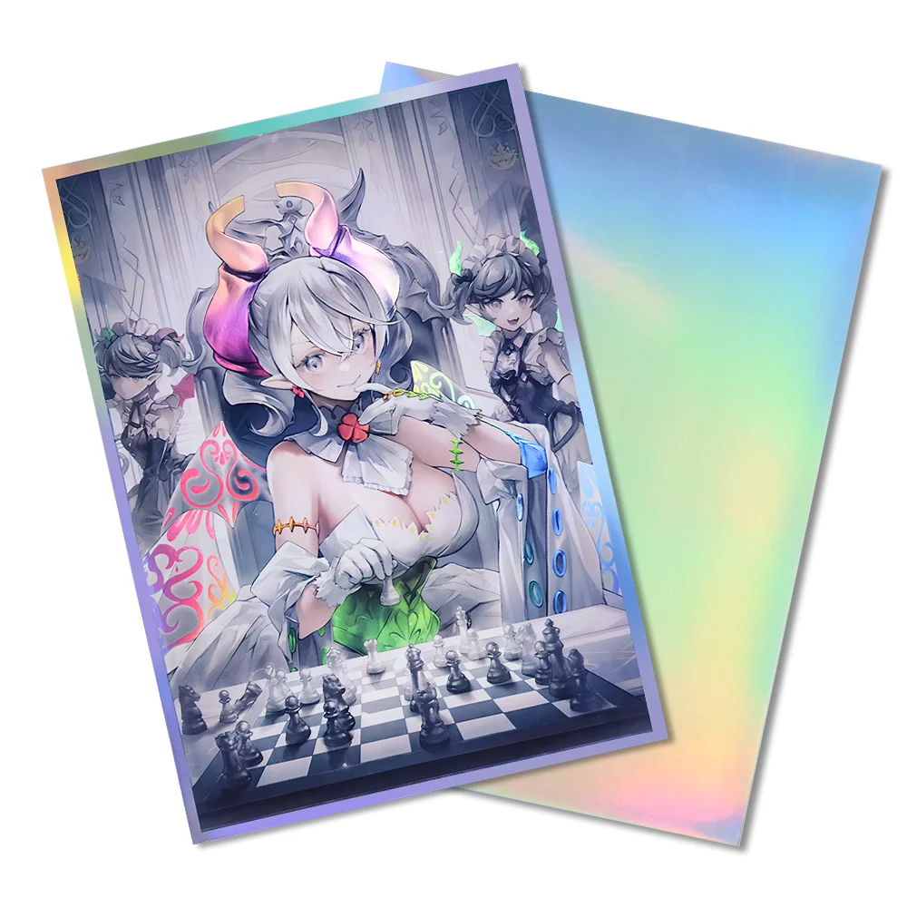 63×90mm 100PCS Laser Holographic Flashing Anime Card Sleeves for YGO/TCG Top Loading Cartoon Deck Shield Card Cover