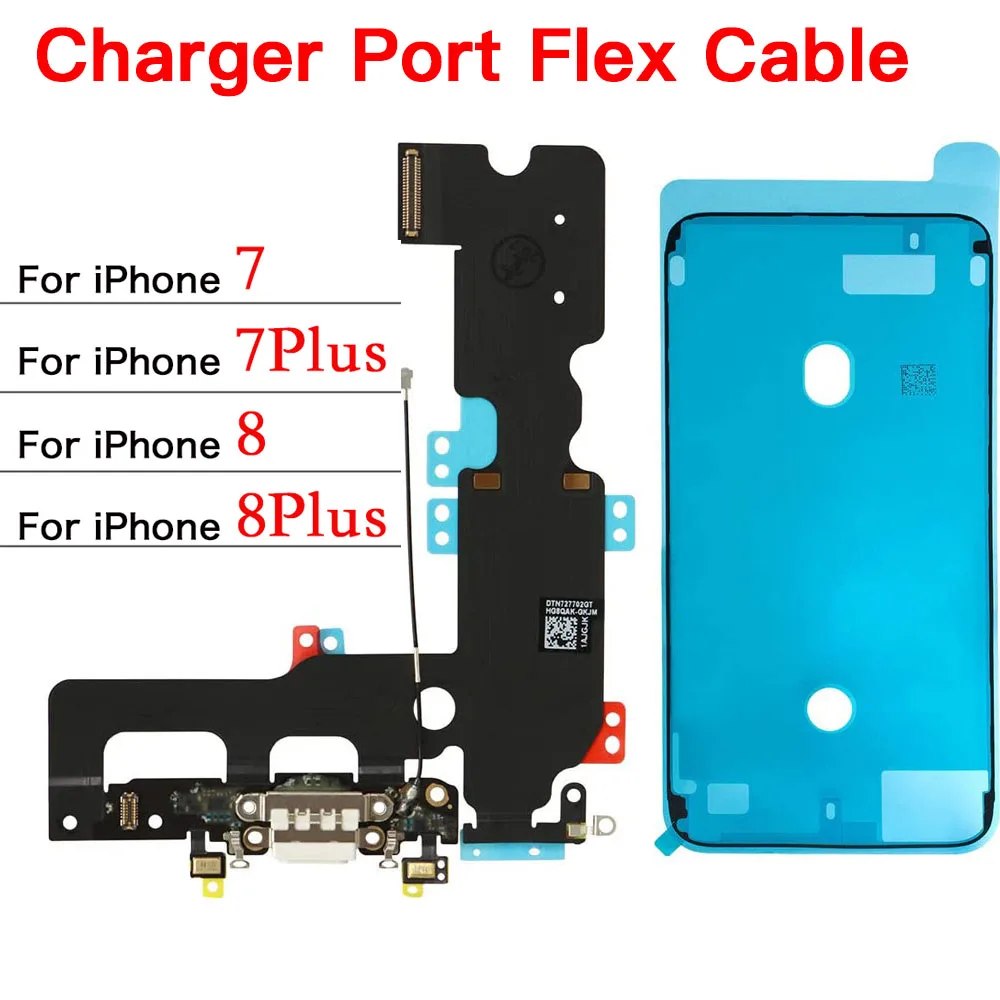 Charging Port For iPhone 7 7Plus 8 Plus USB Dock Flex Cable With Microphone and Signal Antenna Replacement  Waterproof Glue