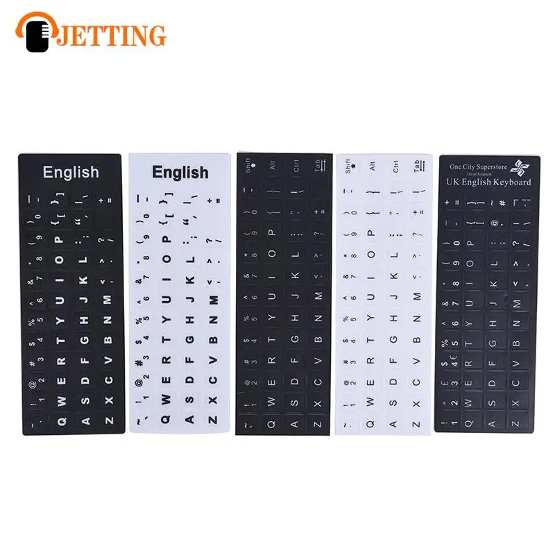 1pc English Keyboard Replacement Stickers White on Black Any PC Computer Laptop
