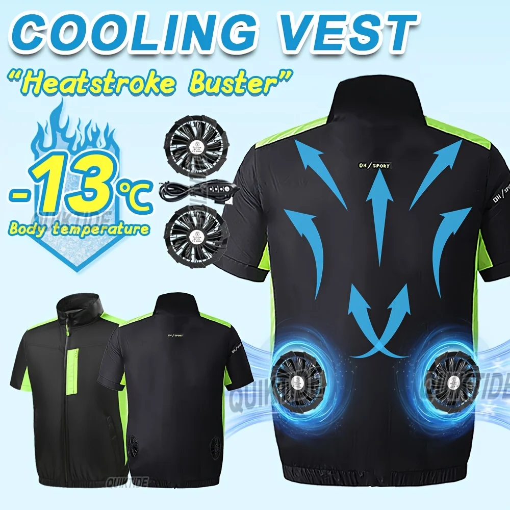 

Lightweight Outdoor Work Cooling Vest - Men's 3-Speed 9-Blade Fan System for Camping, Fishing, Construction & Heat Relief