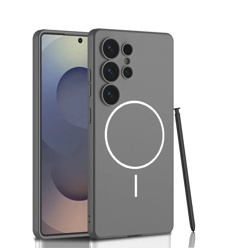 Funda de teléfono con protección de lente, de cuero metálico ultrafino magnético, agradable para la piel, para Samsung Galaxy S25 Ultra