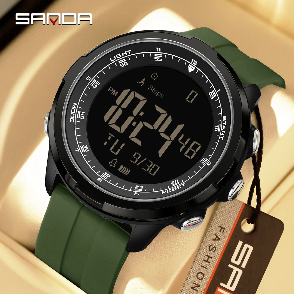 SANDA fashion Cool Men's Timing Electronic Watch Outdoor Sports examinationMulti functional Waterproof Student Electronic Watch