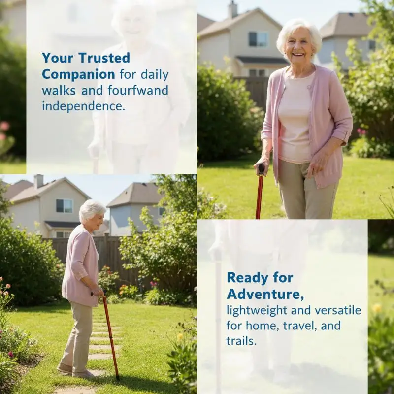 New Adjustable Walking Stick 2 Section Stable Anti-Skid Crutch Old Man Hiking Cane