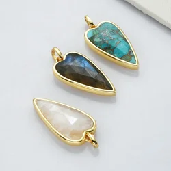 Luxury 5PCS Natural Stone Pendant Glitterite/Moonstone Charm For Jewelry Making  Boho Crystal Gemstone DIY Necklace Accessories