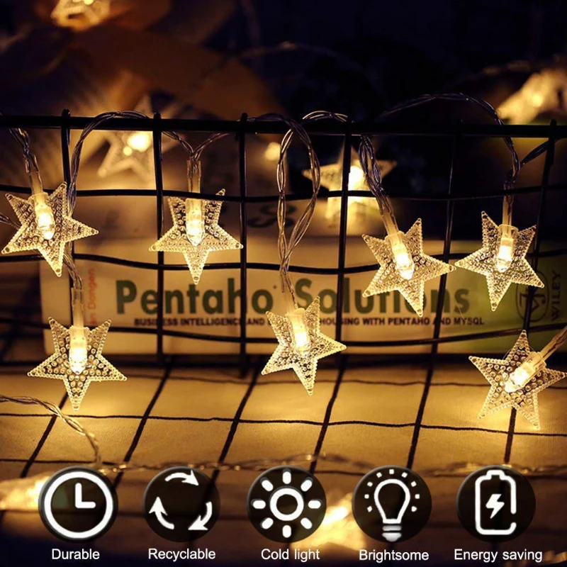 20 LED Star String Lights for Christmas Wedding Party Home Decor