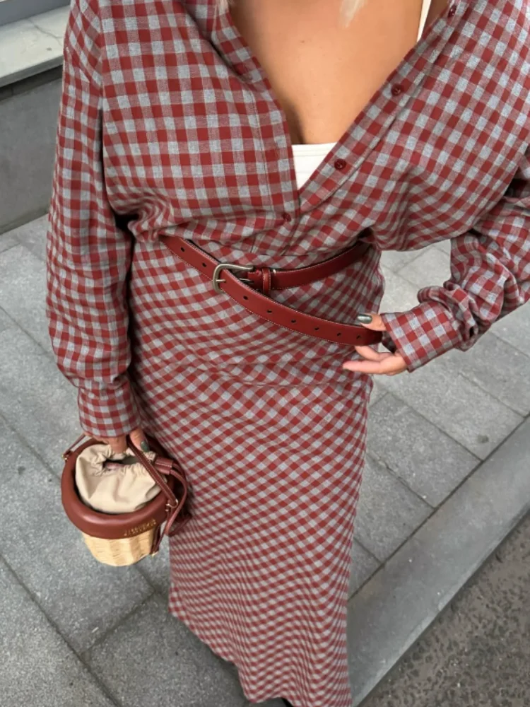 Falda larga Retro elegante a cuadros con cola de pez, faldas largas ajustadas y versátiles de cintura alta, para fiesta diaria al aire libre, informal, a la moda, 2026