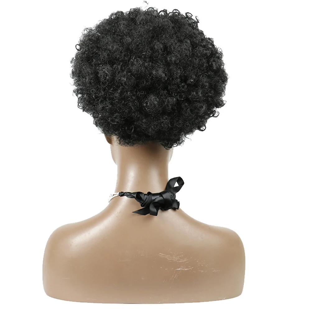 Coleta Afro Puff con cordón para mujeres negras, pelo sintético corto y rizado, extensión de moño Afro, 1 unidad