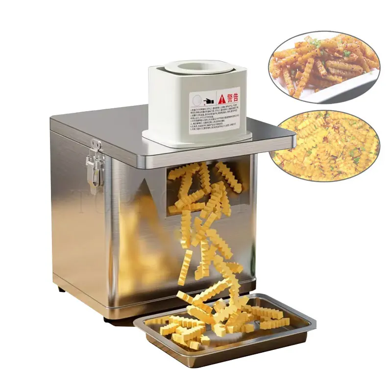 Stainless Steel Wave Potato Chips Cutter Electric French Fry Machine Wavy Potato Sticks Machine