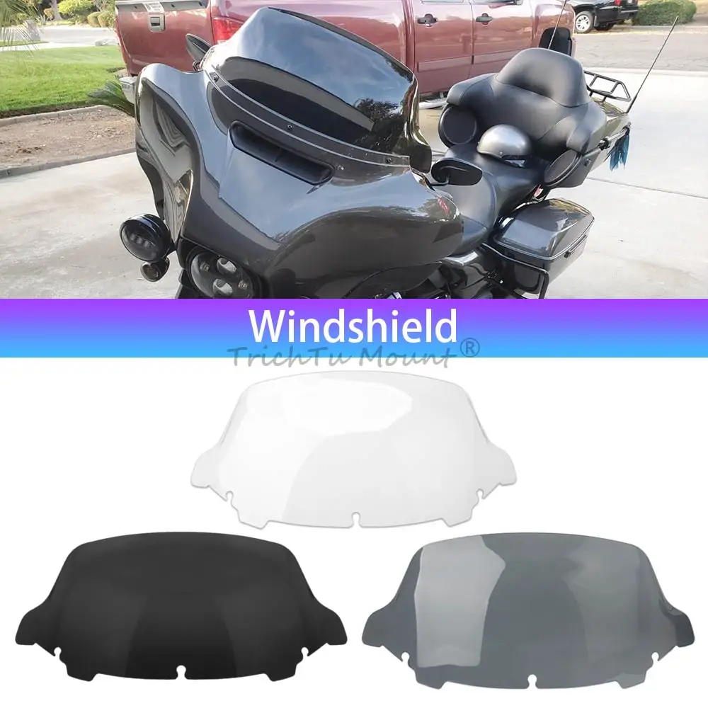 10.5" Windshield For Harley Touring Electra Street Glide Tri Glide 2014-later Motorcycle Fairing Windscreen Wind Deflector