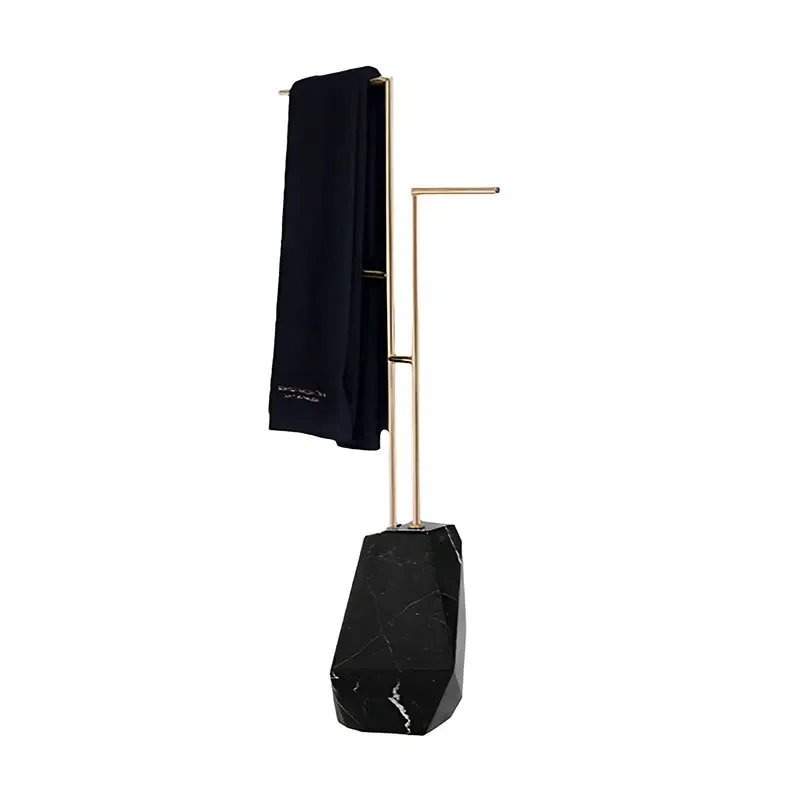 Freestanding Towel Rack Light Luxury Geometric Marble Stainless Steel Hotel Villa Luxury Bathroom Home Furnishing