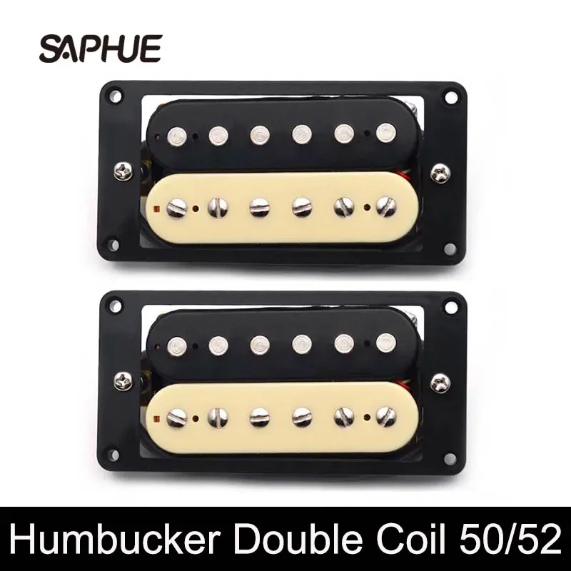 Zebra Faced Humbucker Double Coil Electric Guitar Pickups, 50mm with Frame, Yellow, Black, Install Frame, Guitar Accessories