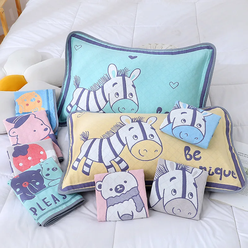 

35x55cm Thick Combed Cotton Gauze Kindergarten Children's Small Pillowcase Cartoon Pillowcase Universal for All Seasons