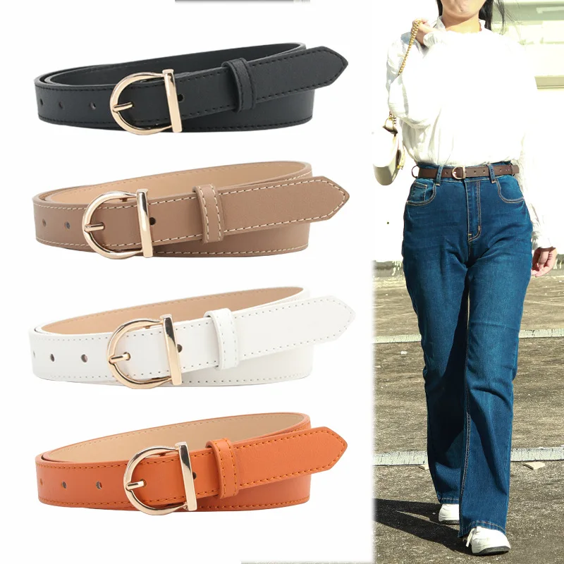 

New Fashion Versatile D-type Alloy Pin Buckle Ladies Belt with Jeans Suit Dress Decorative Belts