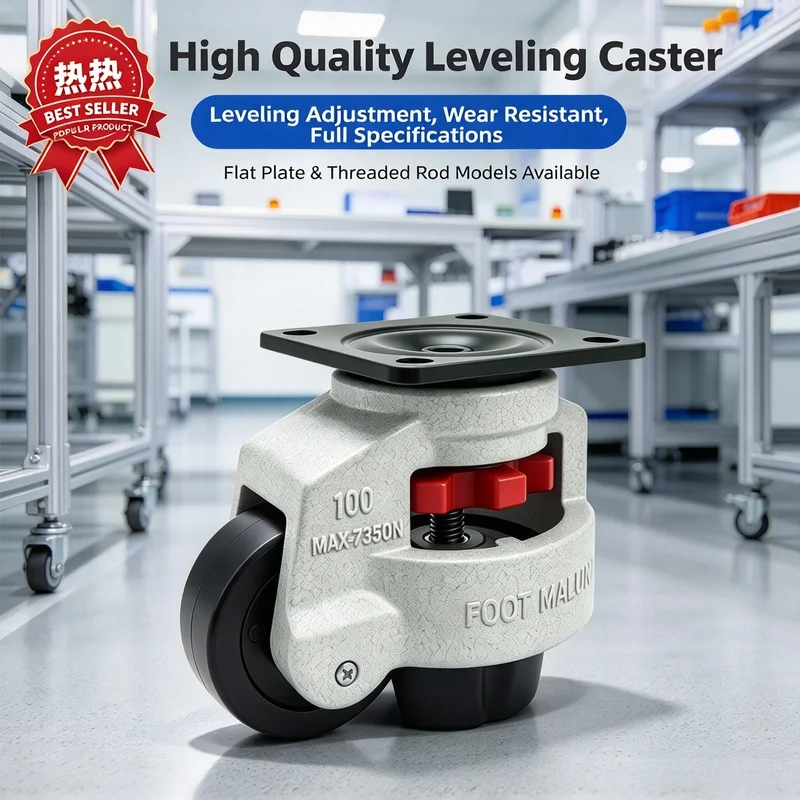 Adjustable Height Heavy Duty Leveling Caster Wheel, Universal Anti-slip Machine Casters for Workbench Vending Machine