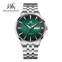 Shanghai Men's Watch Automatic Mechanical Watch Luxury Brand Fashion Sapphire Metal Strap Double Calendar Waterproof Watch 3085