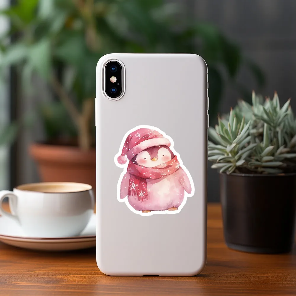 10/50PCS Nordic Style Pink Christmas Graffiti Stickers for Notebook Laptop Phone Wall Decoration Gift Boxes Holiday Stickers