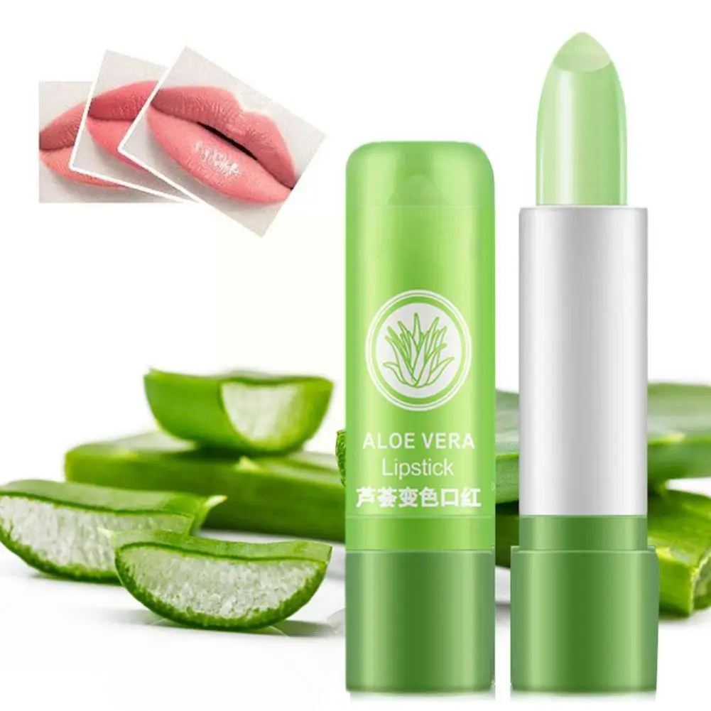 Aloe Vera balsamo per le labbra che cambia colore Lipgloss impermeabile rossetto antiaderente cambia idratante Anti-asciugatura temperatura Cosmet V3w4