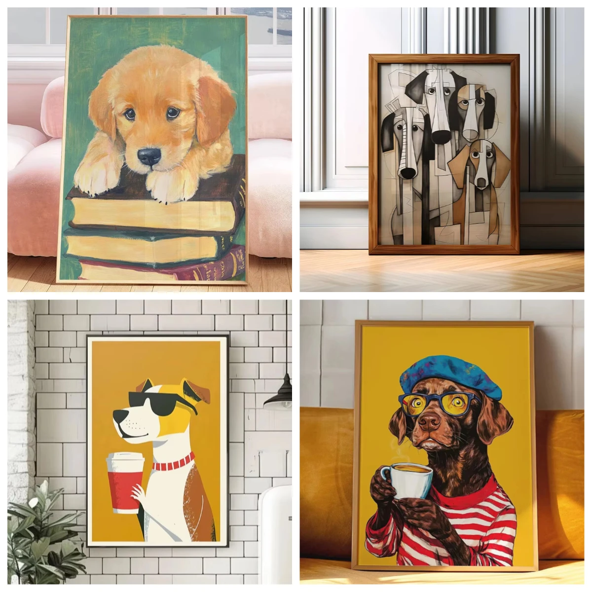 

500/1000/1200/2000PCS Jigsaw Puzzles Cute Abstract Dog Family Activity Games for Living Room Bedroom Home Decor Gift Frameless