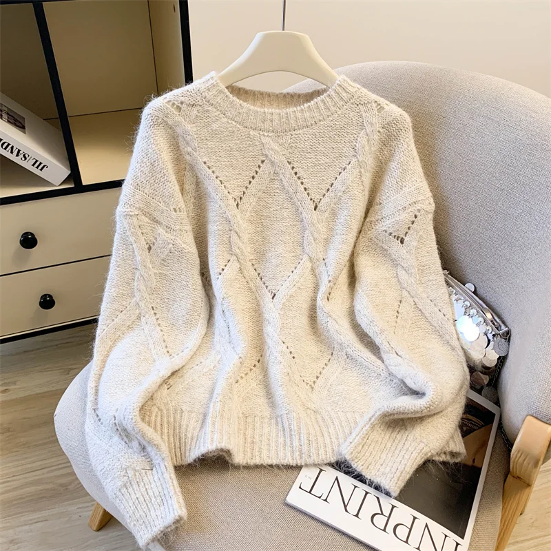 المرأة رمادي متماسكة البلوز سترة ذات عنق دائرى خمر البلوز متماسكة طويلة الأكمام فحص سترة الكشمير المعنقة الخريف الشتاء 2000s الملابس