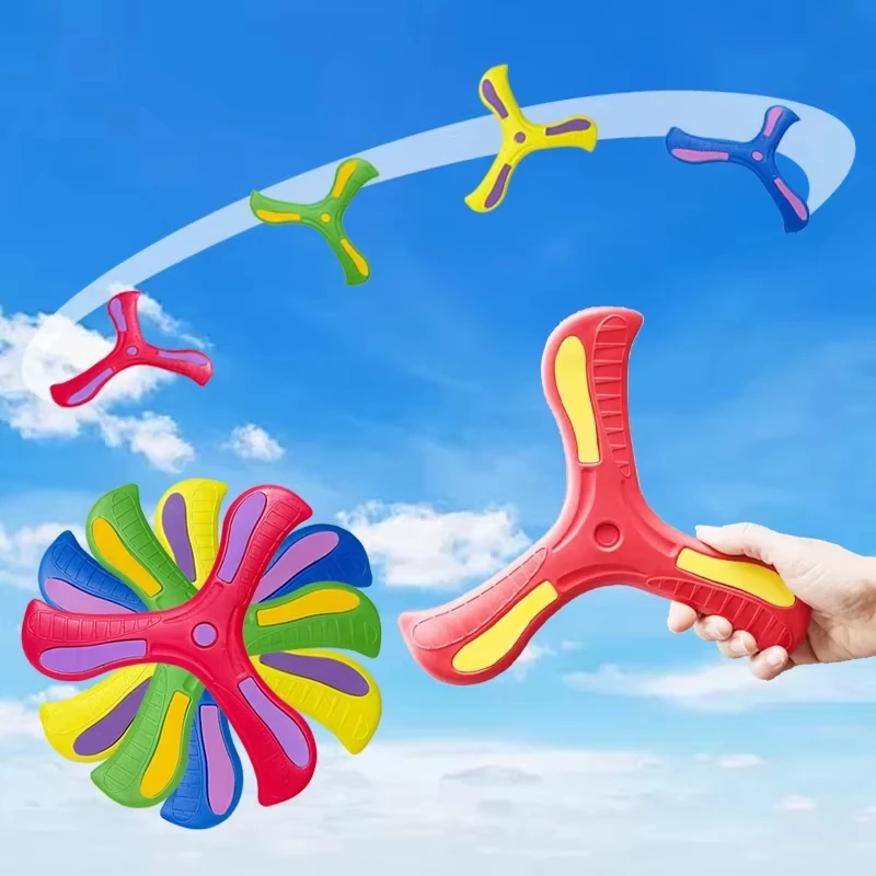 Outdoor Sport Flying Disc Toy Soft EVA Touching Boomerang Return Dart Three-leaf Cross Hand Throw Spinner Interactive Game