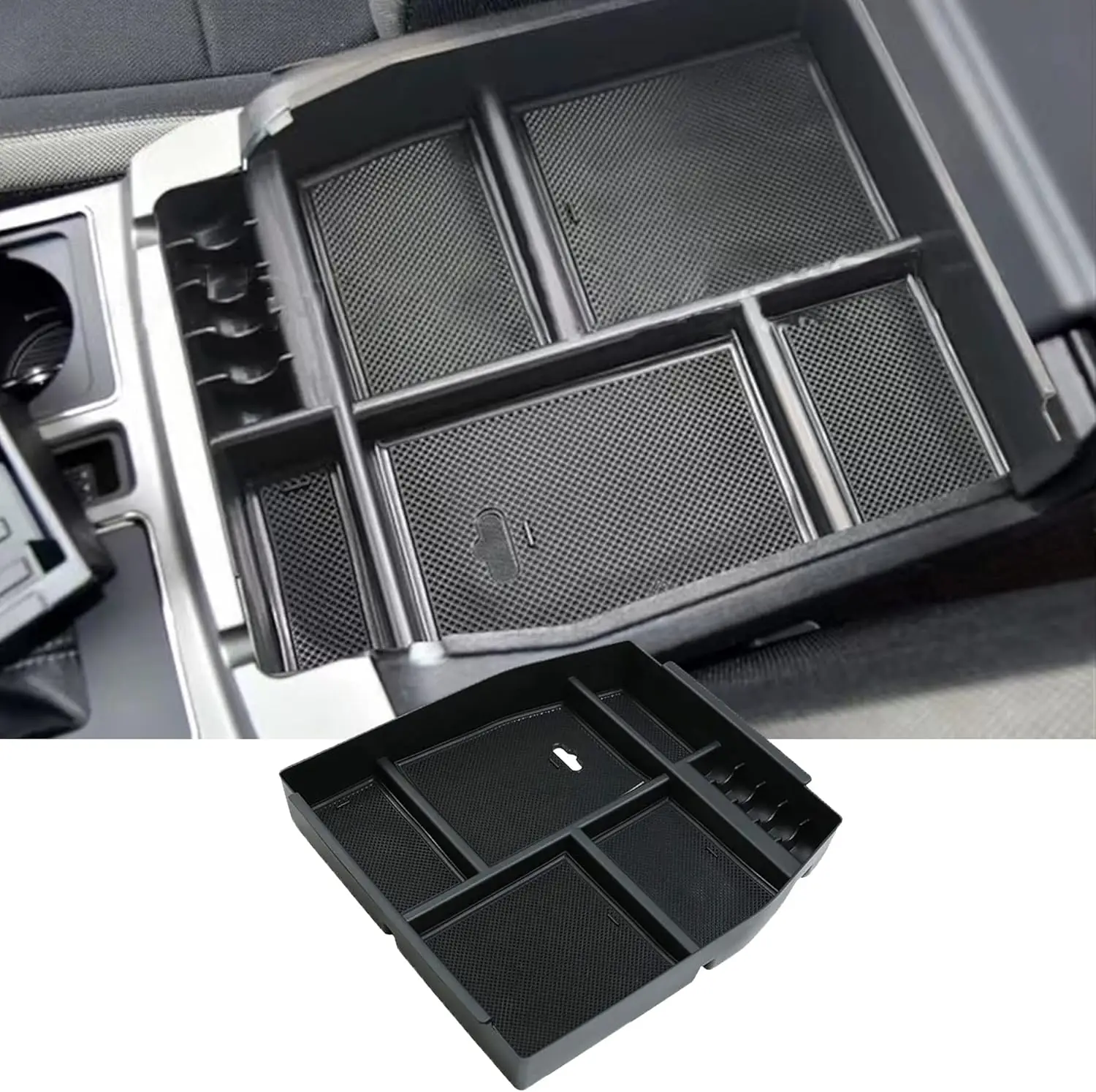 Center Console Organizer Tray for Ford F150 2015 2016 2017 2018 2019 2020 Armrest Storage Secondary Car Box ABS Accessories