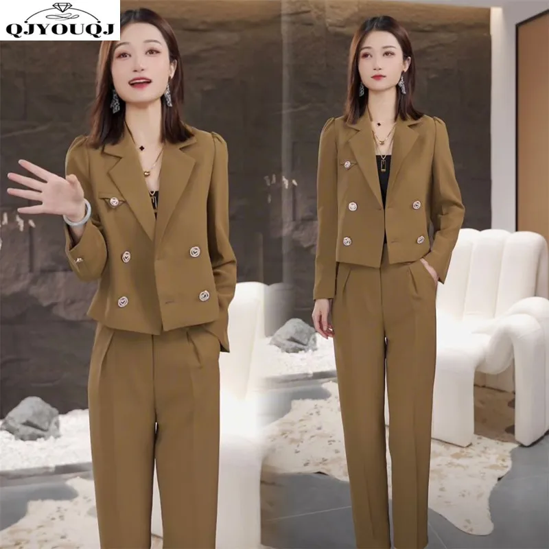 

Elegant and fashionable women's suit autumn new item high-end suit jacket+Haren pants two-piece set