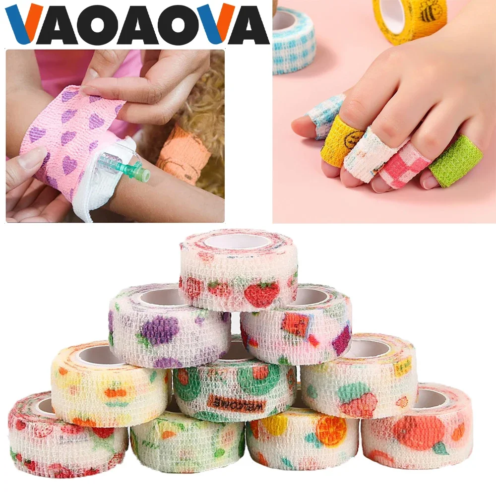 5Pcs/Set 2.5cm Wide Self Adhesive Bandage Wrap, First Aid Tape Elastoplast for Stretch Athletic, Fixing Finger Ankle Wrist Leg