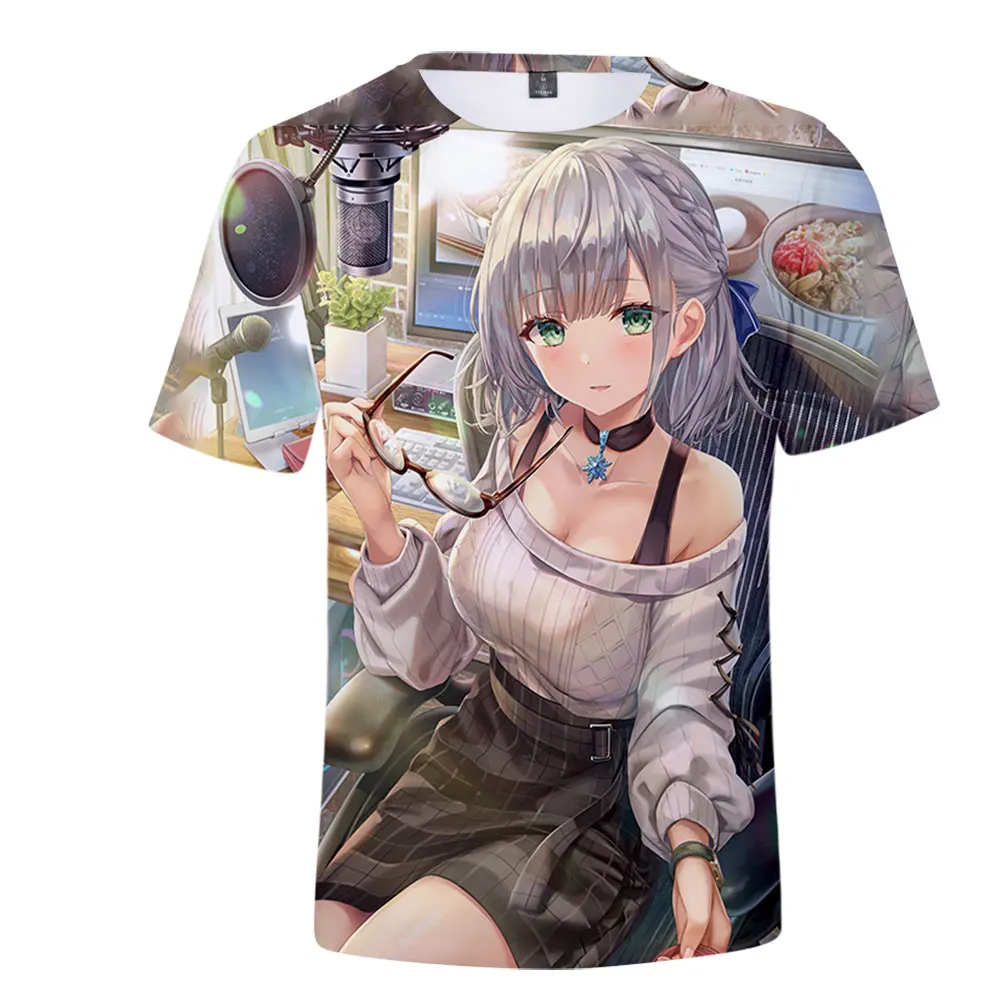 HOLOLIVE VTuber Shirogane Noel T-shirt Summer Crewneck Short Sleeve Anime Tee Men Women\'s Tshirt Harajuku Streetwear 3D Clothes