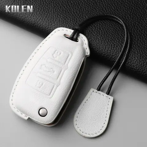 아우디 A3 8L 8P A4 B6 B7 B8 A6 C5 C6 4F RS3 Q3 Q7 TT 8L 8V S3 가죽 자동차 키 케이스 커버 쉘 보호 키체인 액세서리