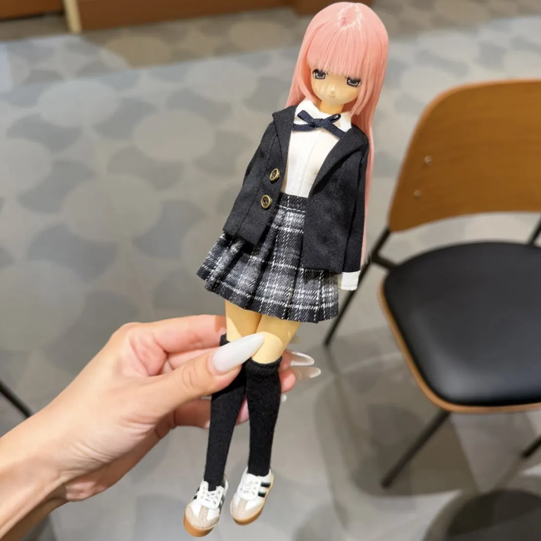 1/6 Doll Clothe Accessories Preppy-style Suit + Shirt + Pleated Skirt + Knee-high Socks Set For Azone/OB22/OB24 BJD Doll