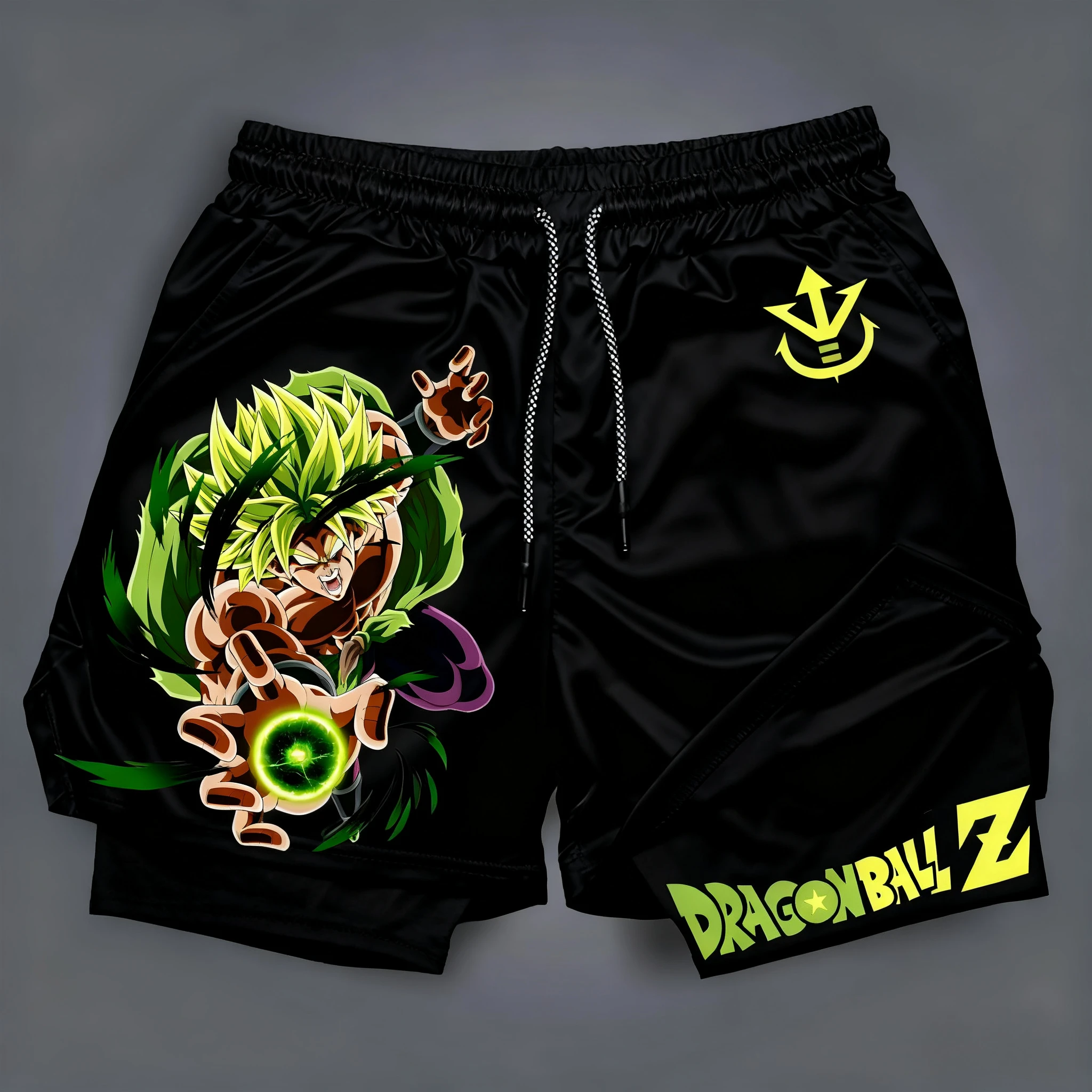 

Мужские двухслойные шорты с принтом Dragon Ball Wukong, эластичный шнурок, дышащие спортивные и фитнес-шорты для весны/лета