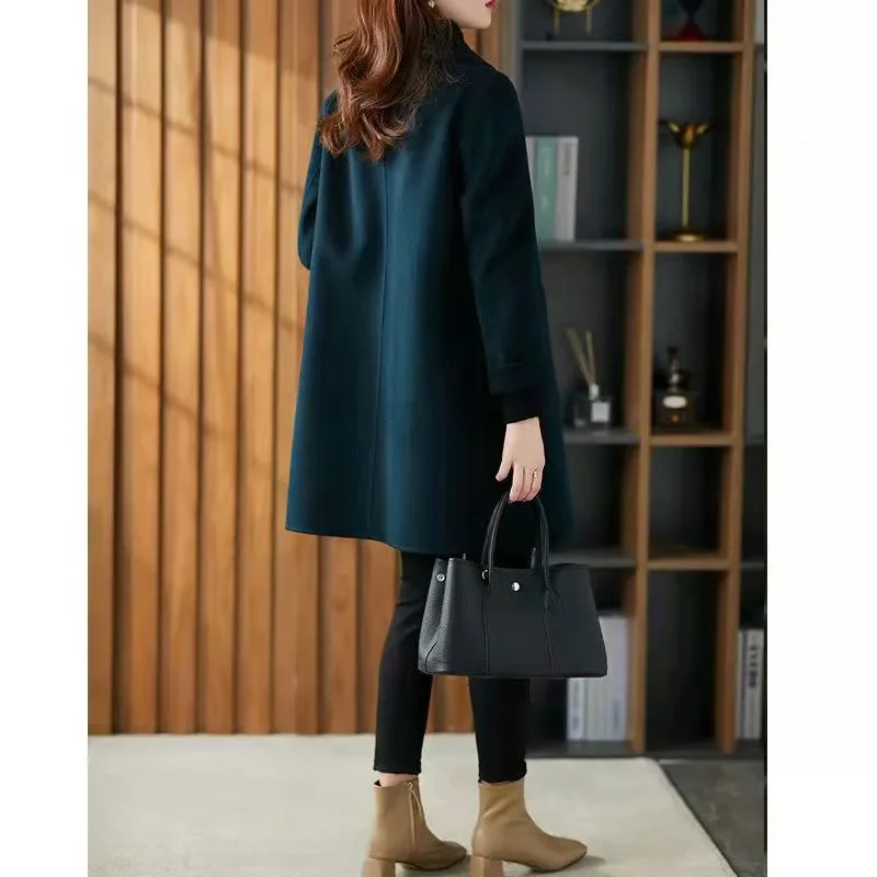 

Fashion age-reducing double-sided cashmere coat women's medium and long 2023 spring new loose and tall and thin woolen coat