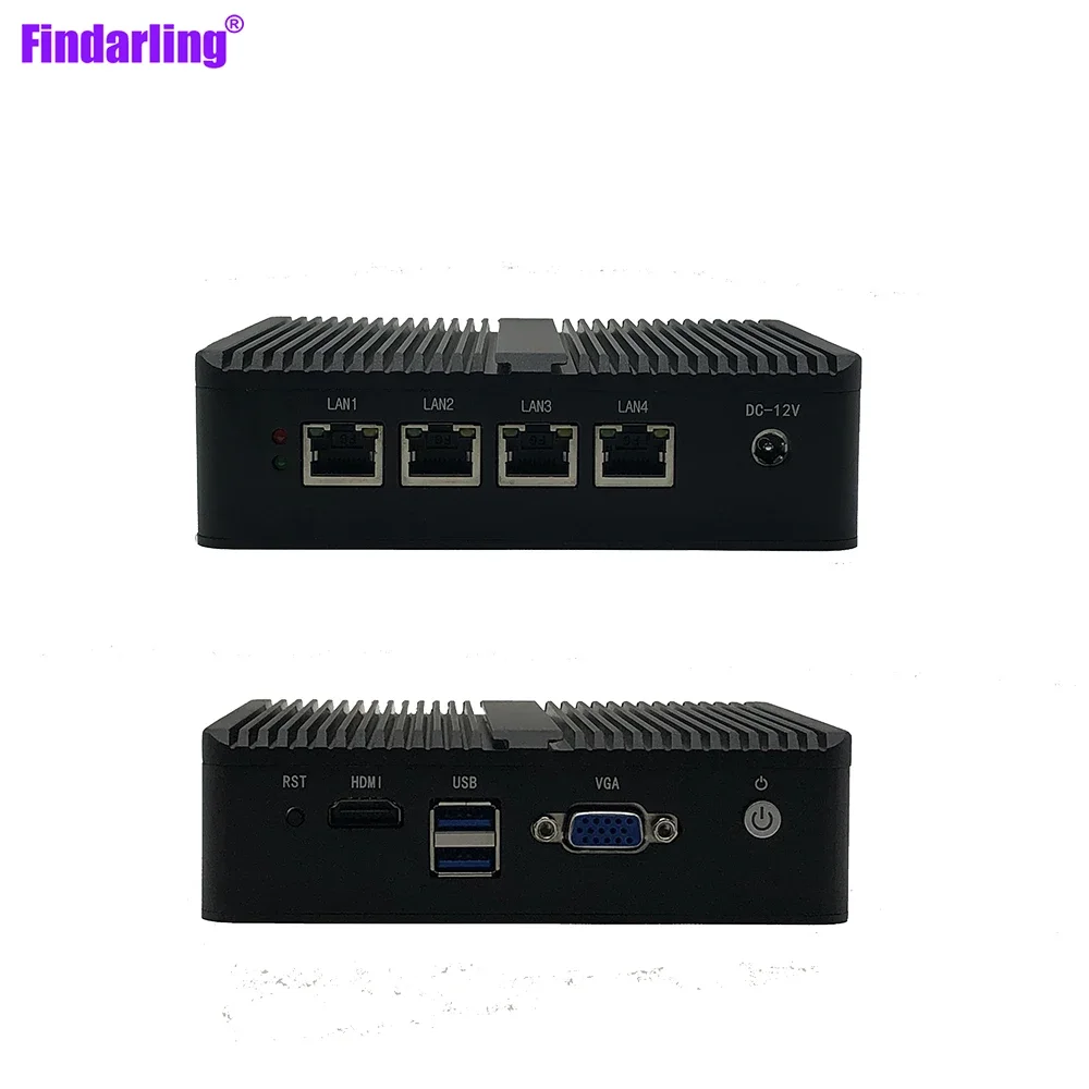 กล่องโลหะิตเตอร์ขนาดเล็ก CPU ไม่มีพัดลม E3825 Pfense คอมพิวเตอร์ตั้งโต๊ะ4*1000ม. Intel I211NIC LAN Linux HD VGA